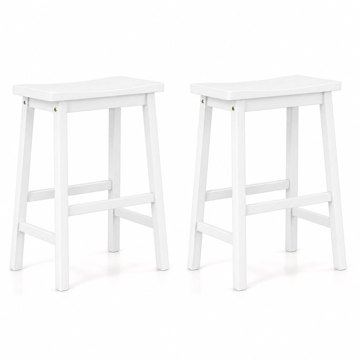 Set of 2 Saddle-Seat Counter Height Stools with Curved Seat and Footrests-Beige-Bar Stools-DECOROLALA
