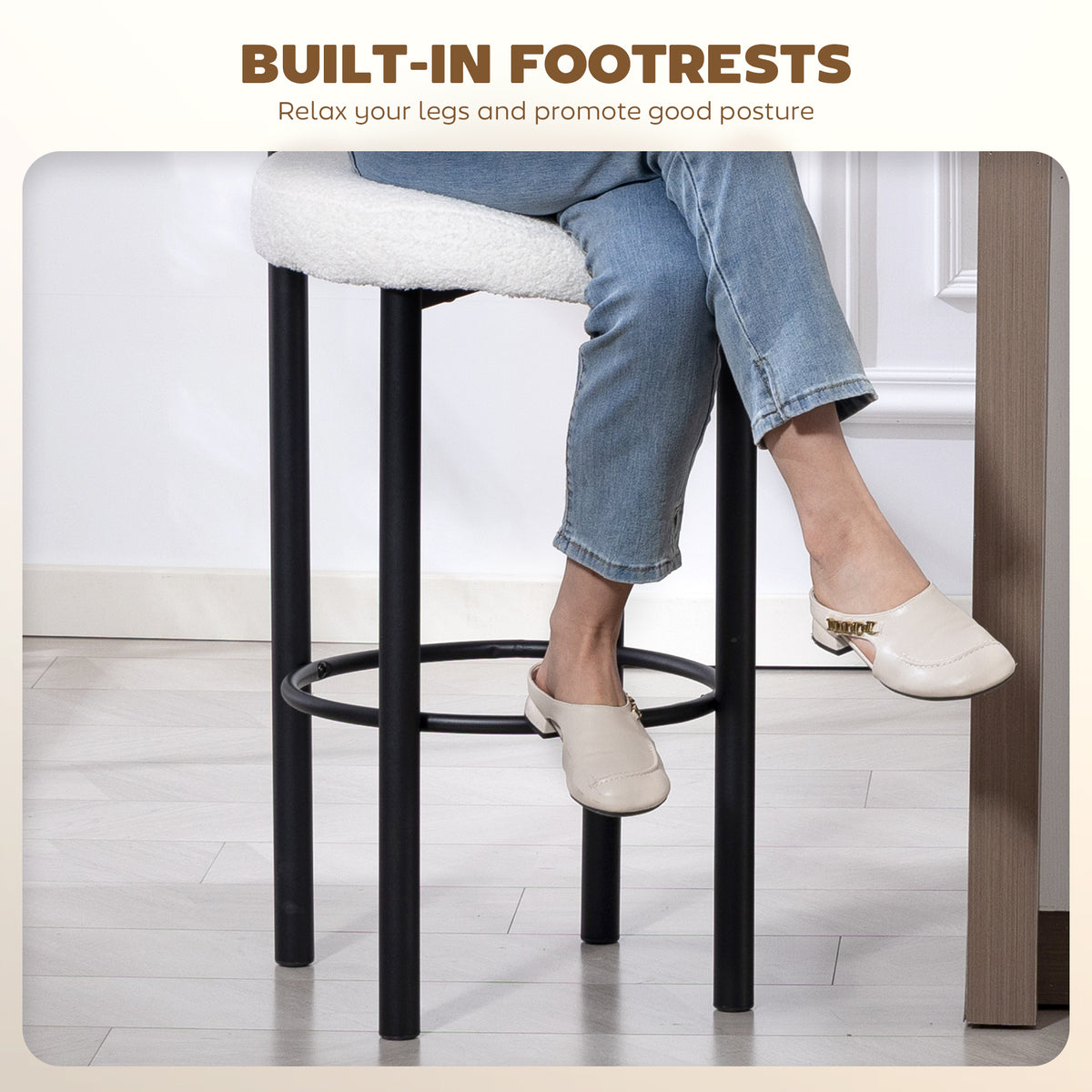 Set of 2 Sherpa Bar Stools - White/Black 28.7" Seat Height-Home Furnishings > Kitchen & Dining Furniture > Bar Stools-DECOROLALA