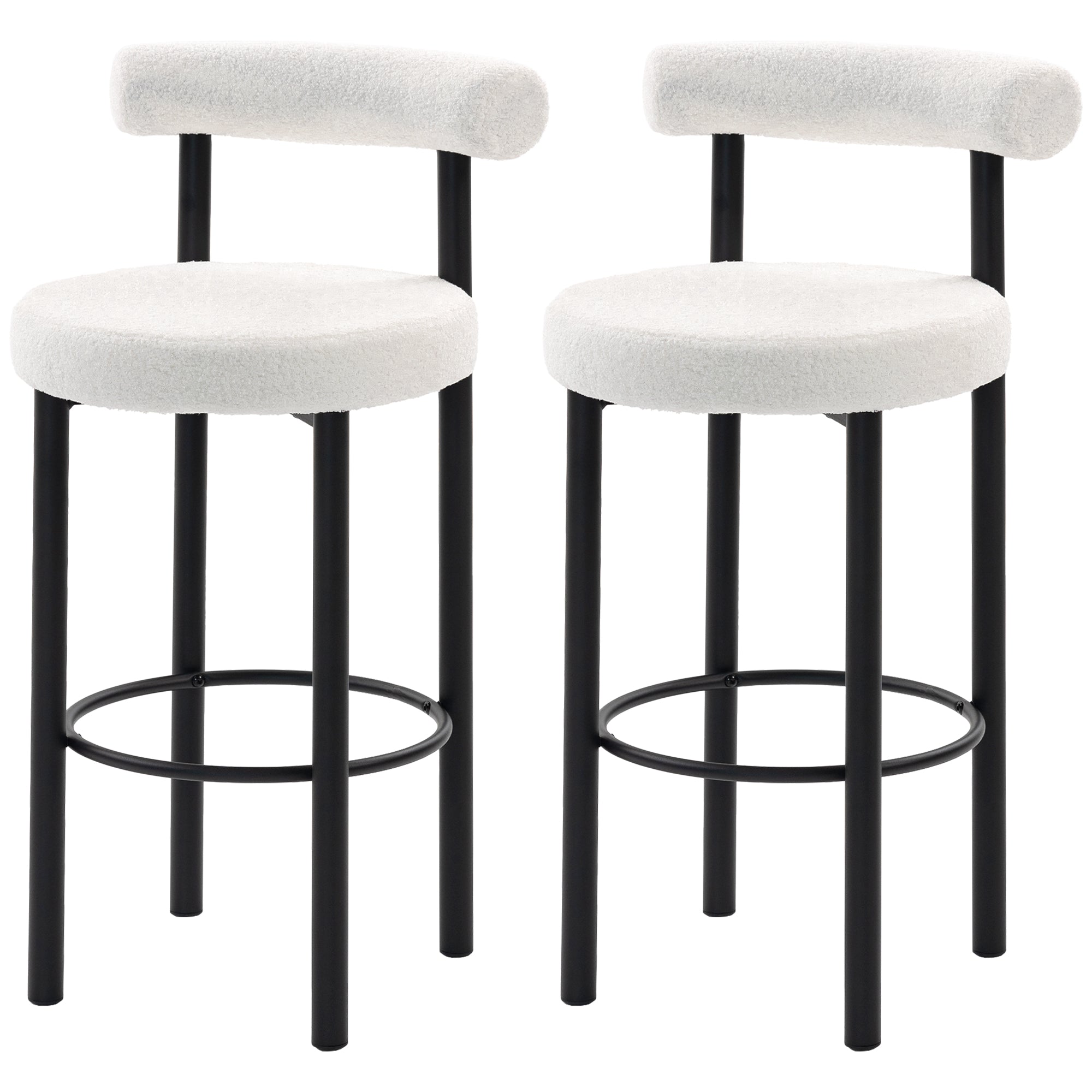 Set of 2 Sherpa Bar Stools - White/Black 28.7" Seat Height-Home Furnishings > Kitchen & Dining Furniture > Bar Stools-DECOROLALA