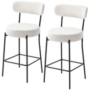 Set of 2 Sherpa Fleece Barstools - Cream White-Home Furnishings > Kitchen & Dining Furniture > Bar Stools-DECOROLALA