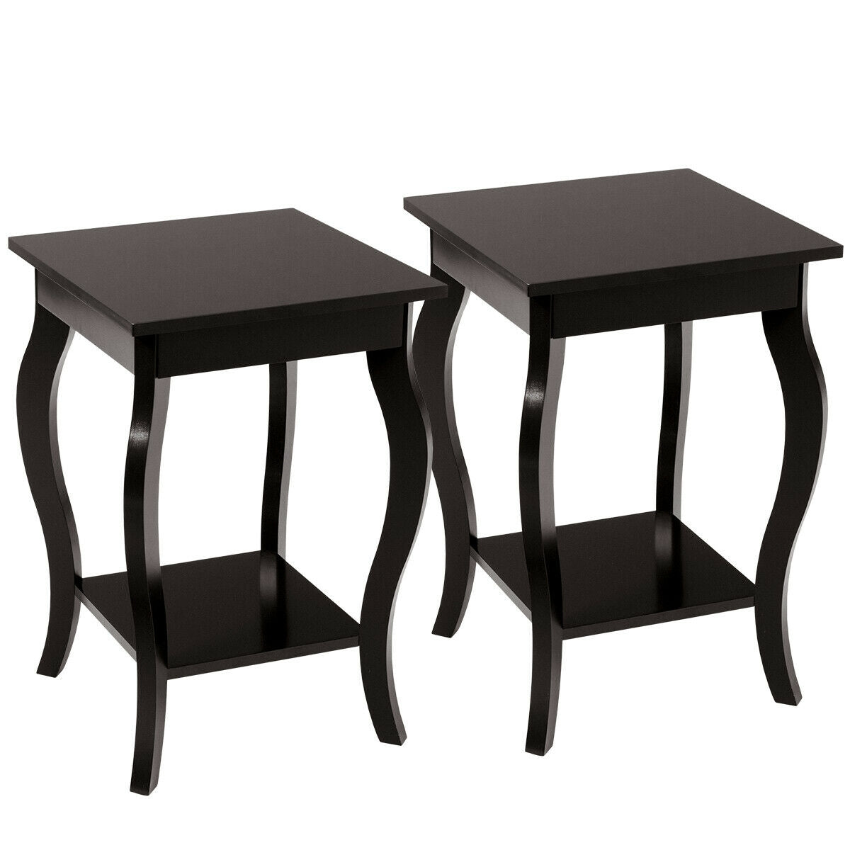 Set of 2 Side Table End Table Night Stand with Shelf-Brown-End & Side Tables-DECOROLALA