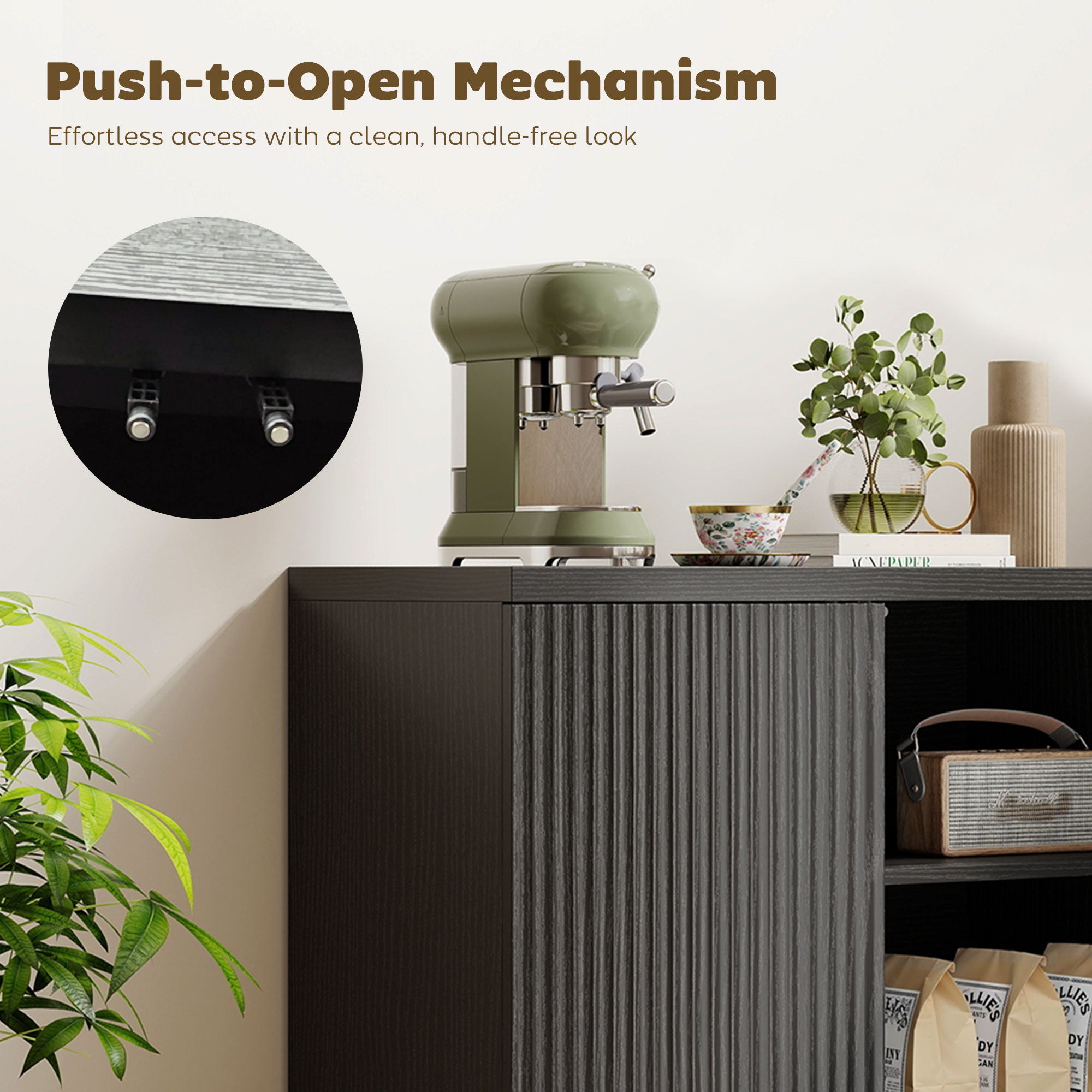 Set of 2 Sideboard Buffet Cabinets - Distressed Black Grey-DECOROLALA