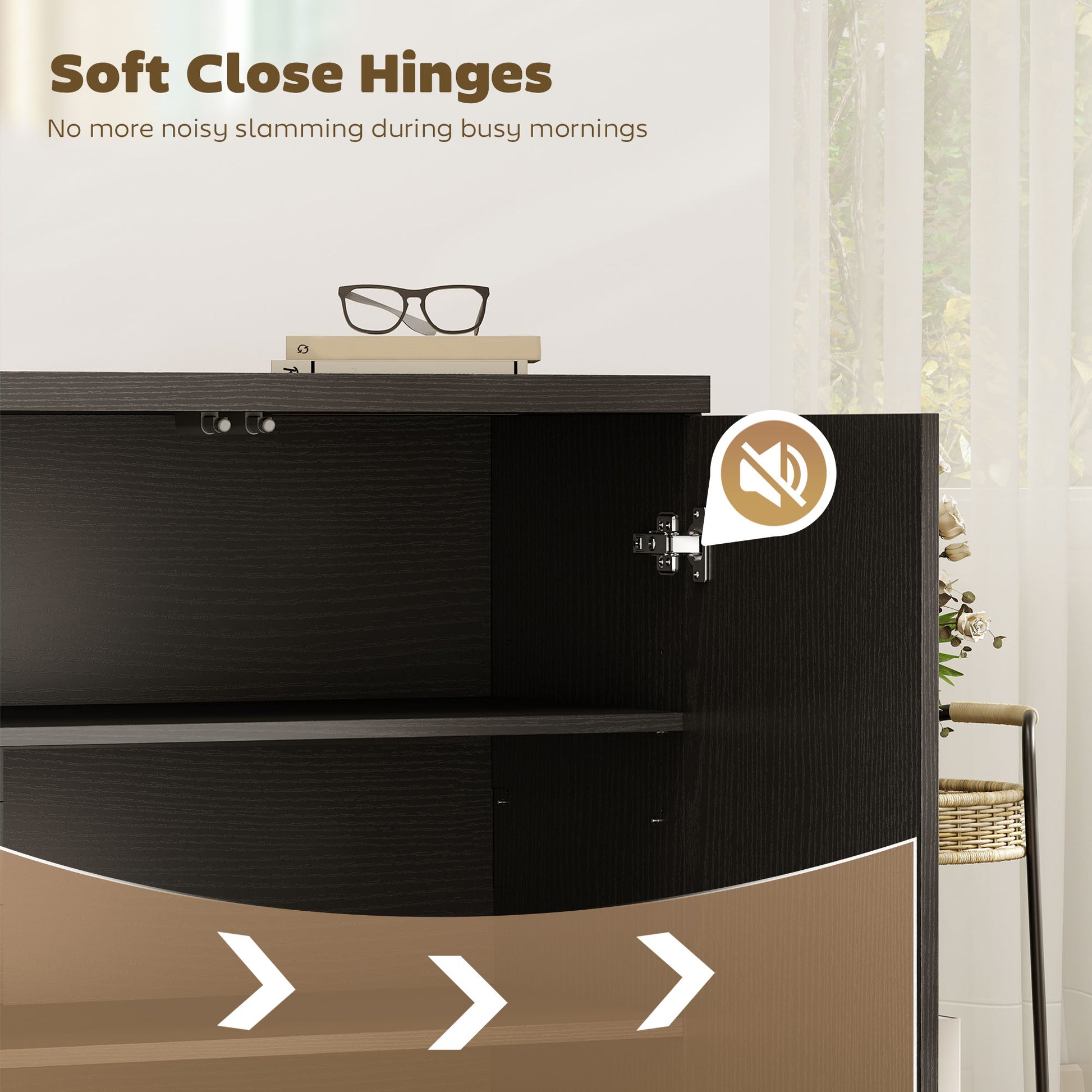 Set of 2 Sideboard Buffet Cabinets - Distressed Black Grey-DECOROLALA