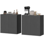 Set of 2 Sideboard Buffet Cabinets - Distressed Black Grey-DECOROLALA