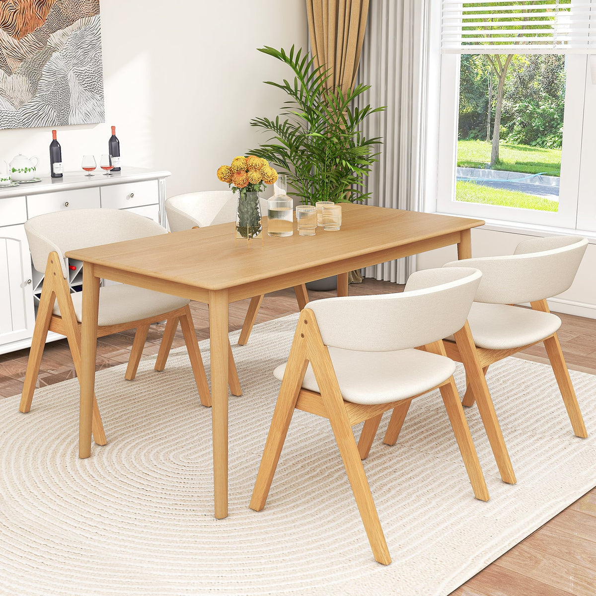 Set of 2 Soft Padded Accent Armchairs for Dining Room-Natural and Beige-Dining Chairs-DECOROLALA