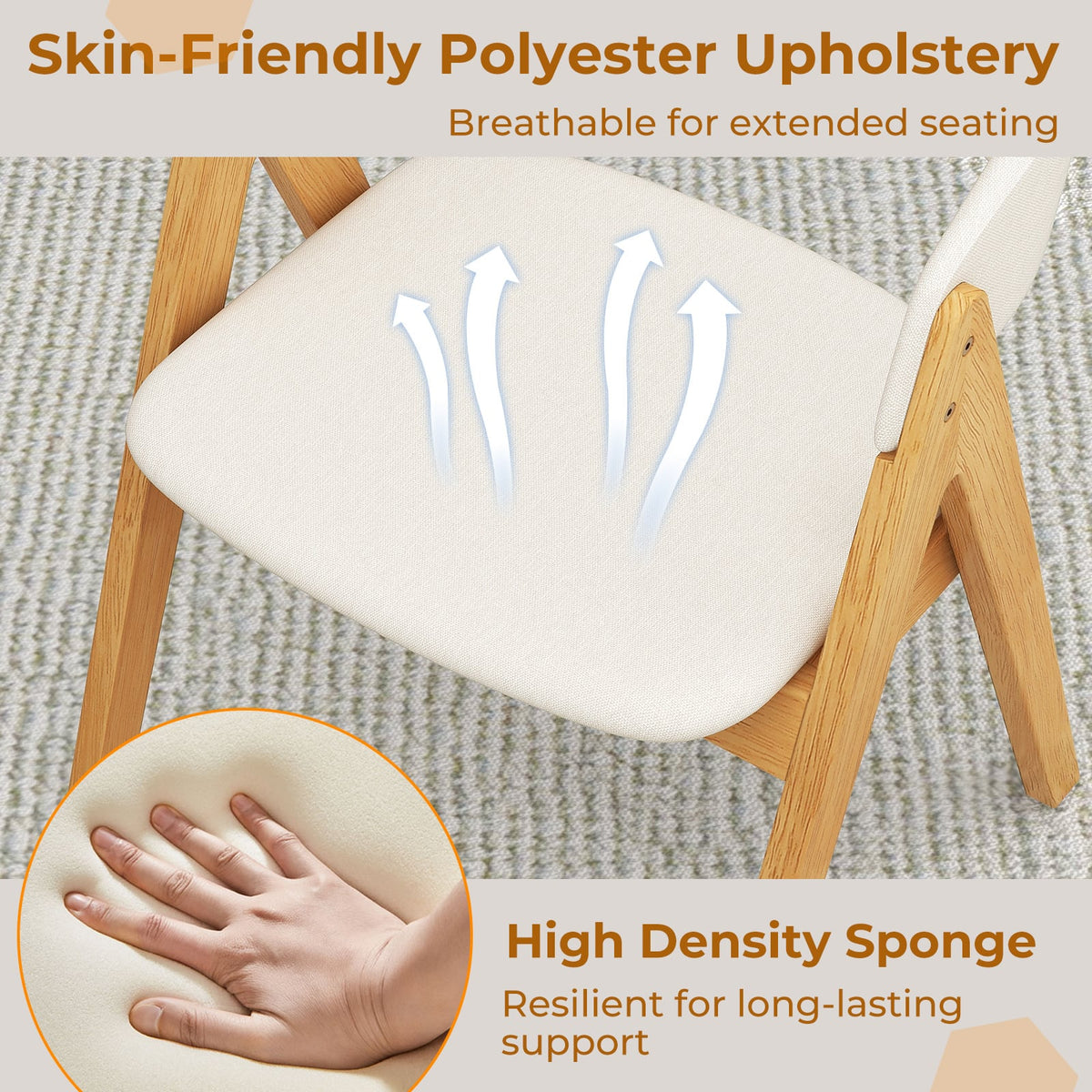 Set of 2 Soft Padded Accent Armchairs for Dining Room-Natural and Beige-Dining Chairs-DECOROLALA