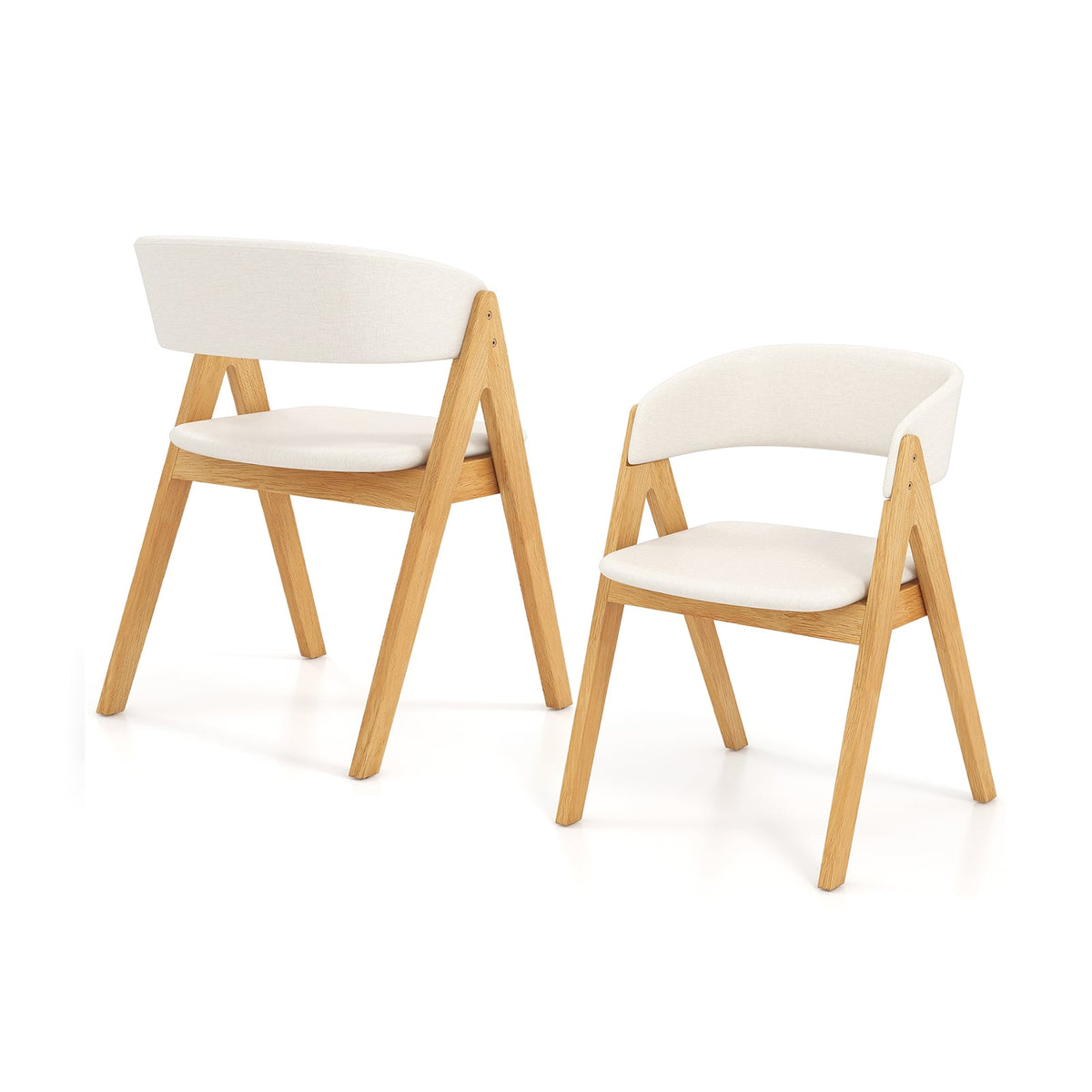 Set of 2 Soft Padded Accent Armchairs for Dining Room-Natural and Beige-Dining Chairs-DECOROLALA