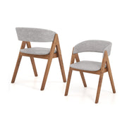 Set of 2 Soft Padded Accent Armchairs for Dining Room-Walnut and Grey-Dining Chairs-DECOROLALA