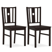 Set of 2 Solid Rubber Wood Kitchen Chairs with Slatted Curved Backrest-Coffee-Dining Chairs-DECOROLALA