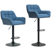 Set of 2 Swivel Adjustable Barstools - Dark Blue-DECOROLALA