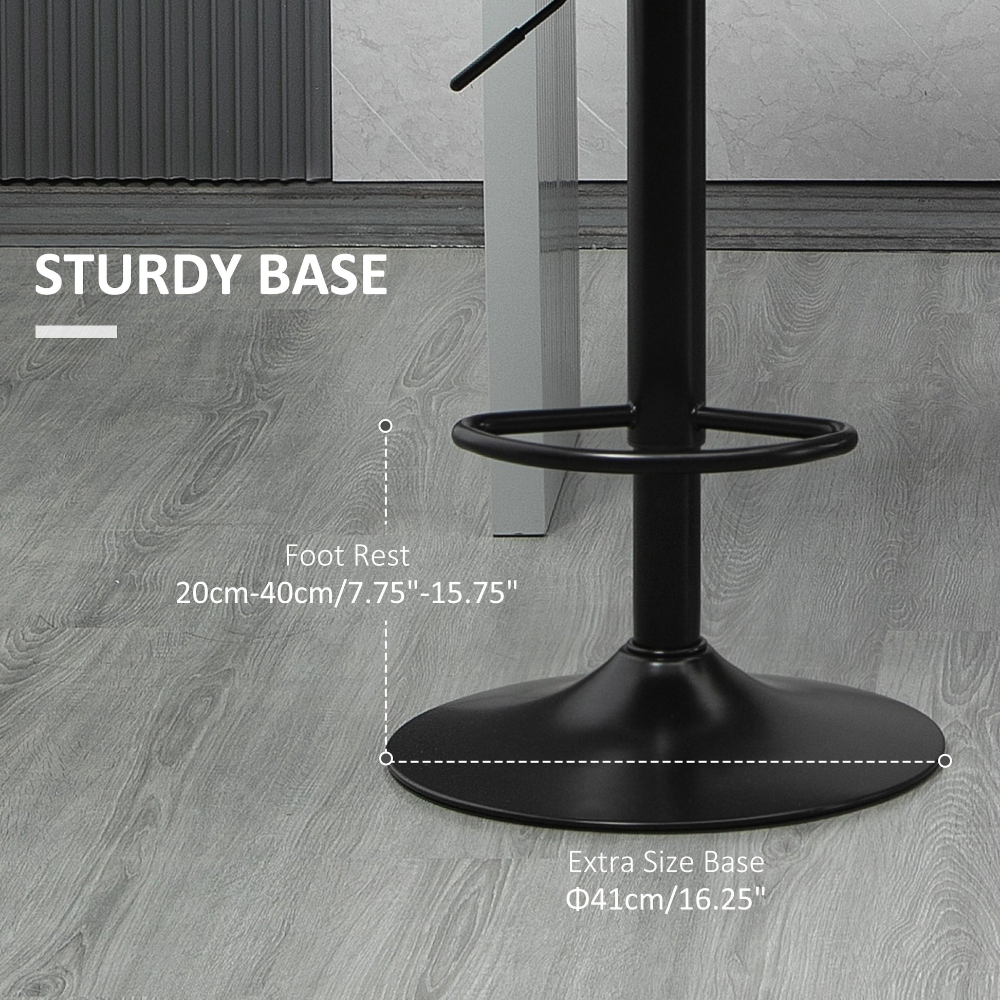 Set of 2 Swivel Adjustable Barstools - Grey PU Leather-DECOROLALA