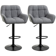 Set of 2 Swivel Adjustable Barstools - Grey PU Leather-DECOROLALA