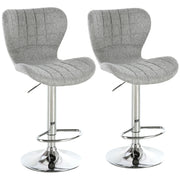Set of 2 Swivel Bar Stools - Adjustable Grey Fabric-Home Furnishings > Kitchen & Dining Furniture > Bar Stools-DECOROLALA