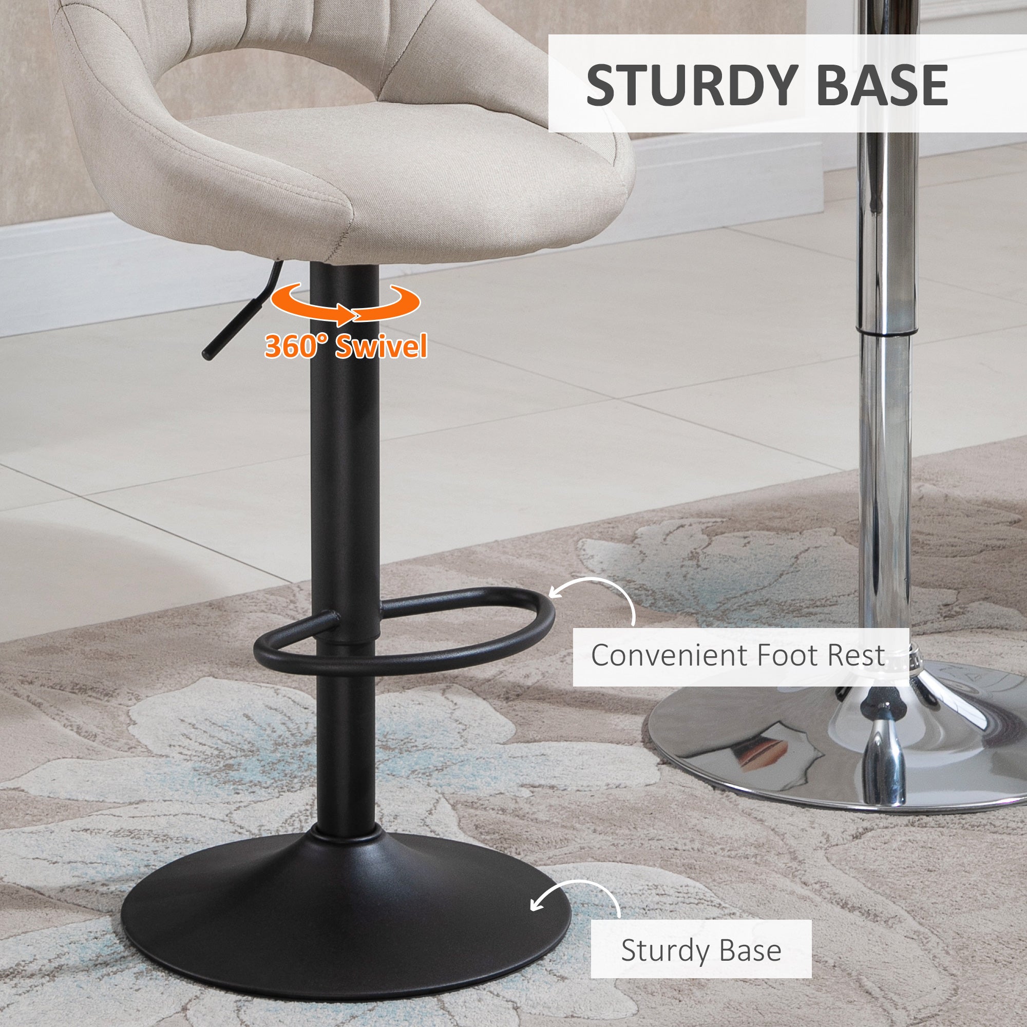 Set of 2 Swivel Bar Stools - Adjustable Grey PU Leather-Home Furnishings > Kitchen & Dining Furniture > Bar Stools-DECOROLALA