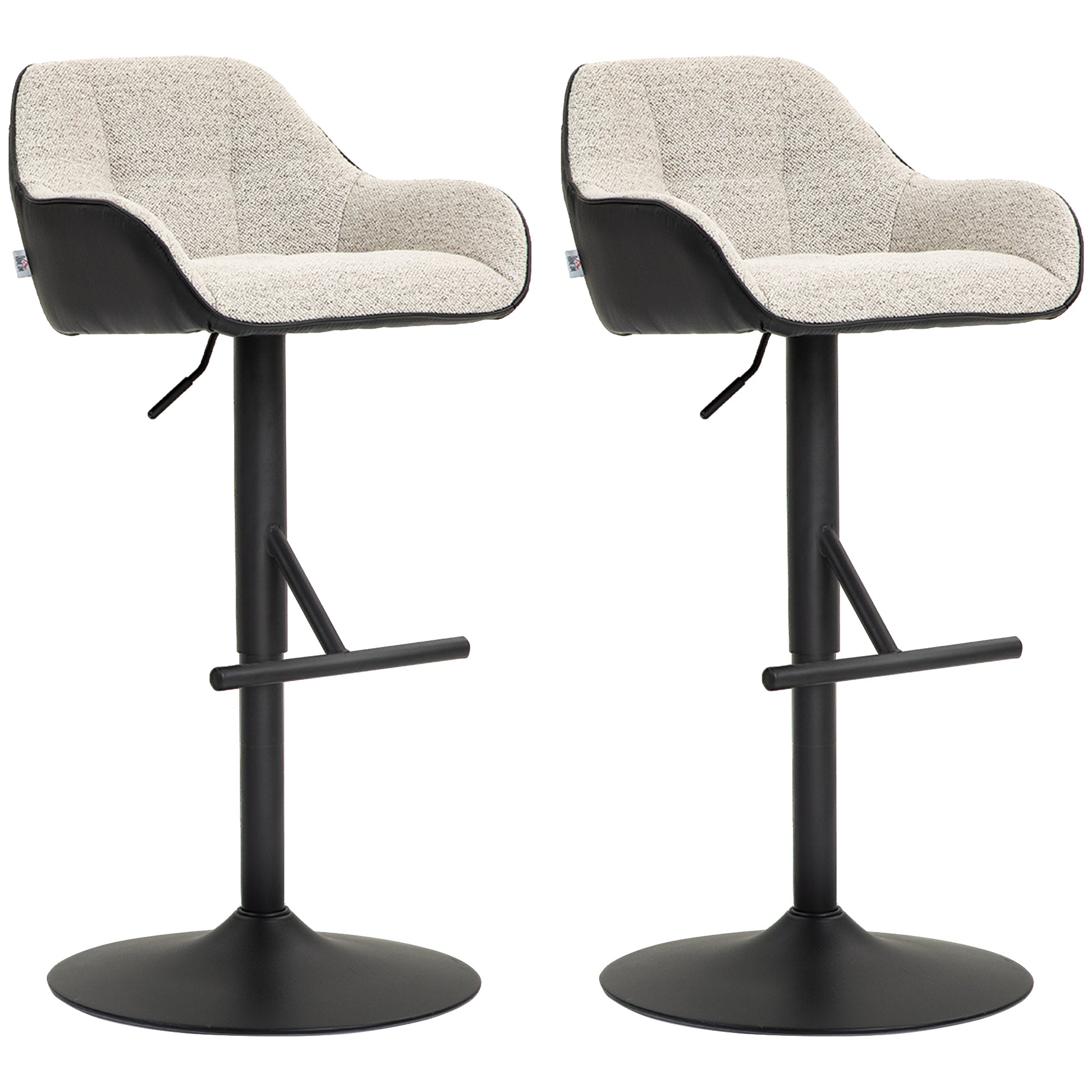 Set of 2 Swivel Bar Stools - Adjustable Light Grey Linen-DECOROLALA