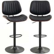 Set of 2 Swivel Bar Stools - Adjustable Mid-Century Black-DECOROLALA
