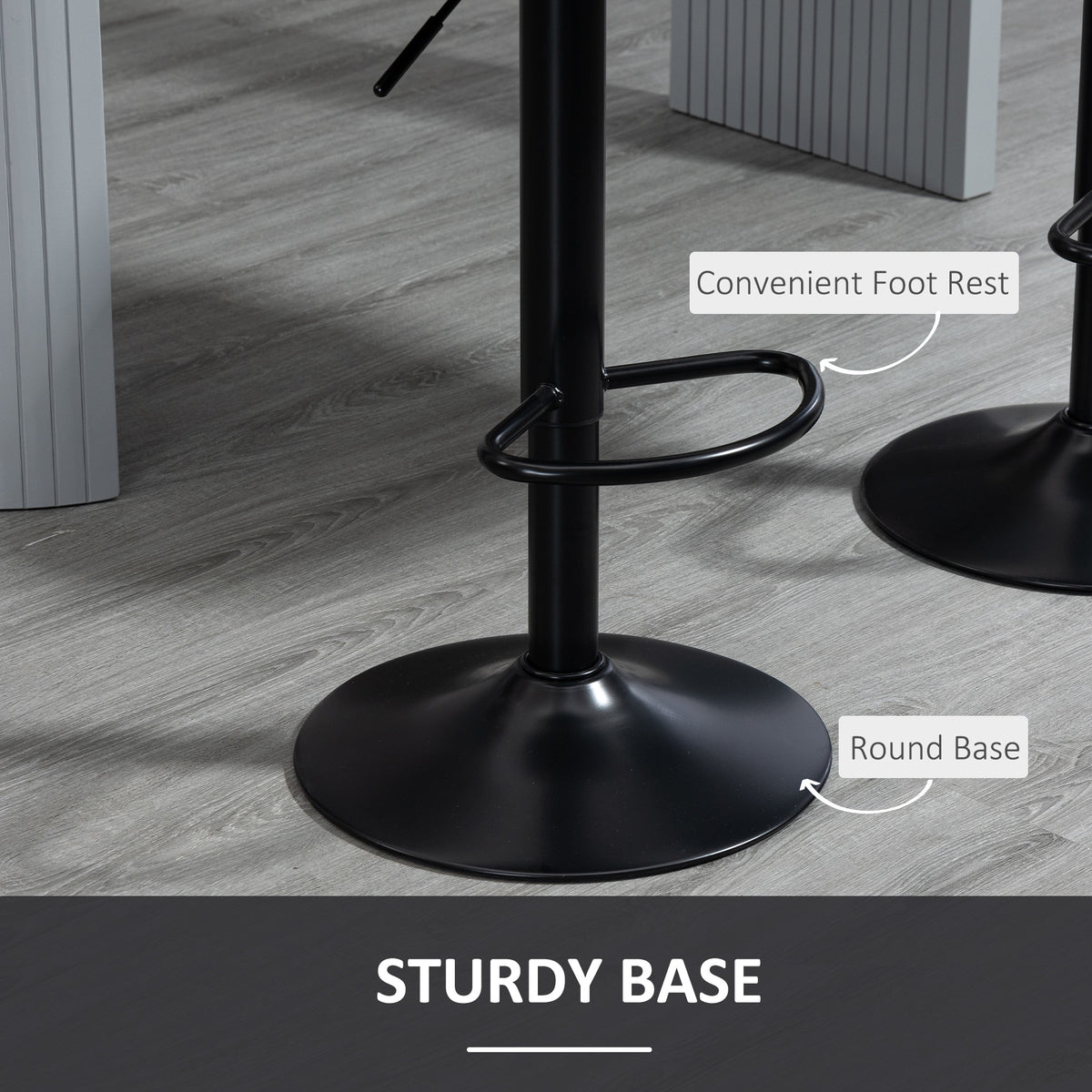 Set of 2 Swivel Bar Stools - Adjustable PU Leather Black-Home Furnishings > Kitchen & Dining Furniture > Bar Stools-DECOROLALA