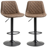 Set of 2 Swivel Bar Stools - Adjustable PU Leather Dark Brown-Home Furnishings > Kitchen & Dining Furniture > Bar Stools-DECOROLALA
