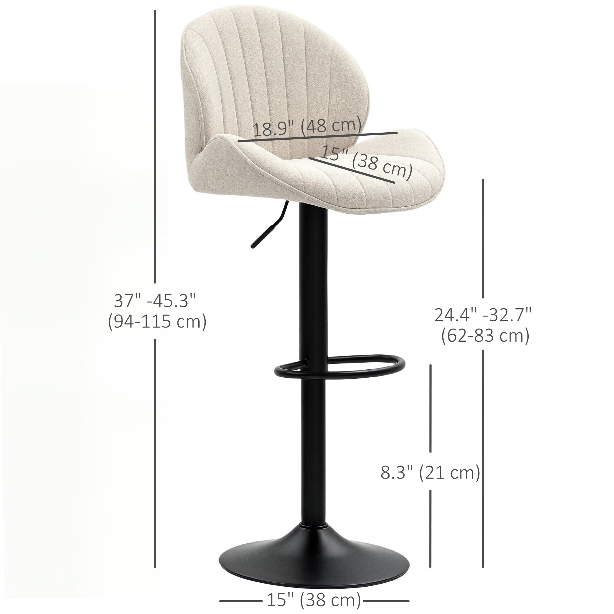 Set of 2 Swivel Bar Stools - Beige Chenille Adjustable Height-Home Furnishings > Kitchen & Dining Furniture > Bar Stools-DECOROLALA