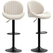 Set of 2 Swivel Bar Stools - Beige Chenille Adjustable Height-Home Furnishings > Kitchen & Dining Furniture > Bar Stools-DECOROLALA