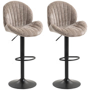 Set of 2 Swivel Bar Stools - Brown Chenille Adjustable Height-Home Furnishings > Kitchen & Dining Furniture > Bar Stools-DECOROLALA