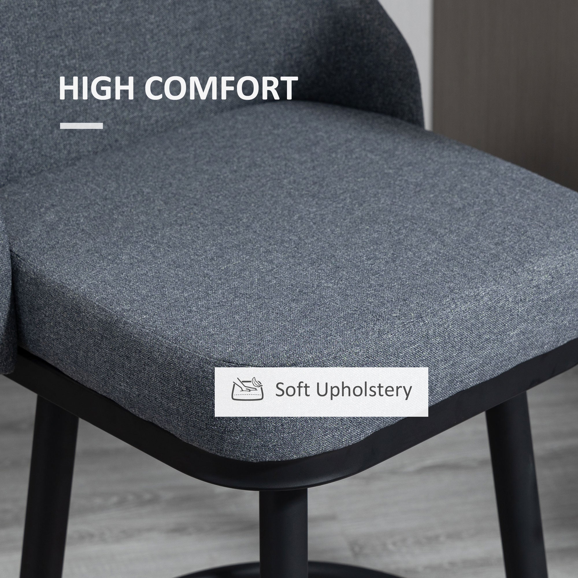 Set of 2 Swivel Bar Stools - Charcoal Grey Linen 29.5"H-DECOROLALA