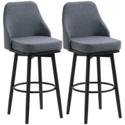 Set of 2 Swivel Bar Stools - Charcoal Grey Linen 29.5"H-DECOROLALA