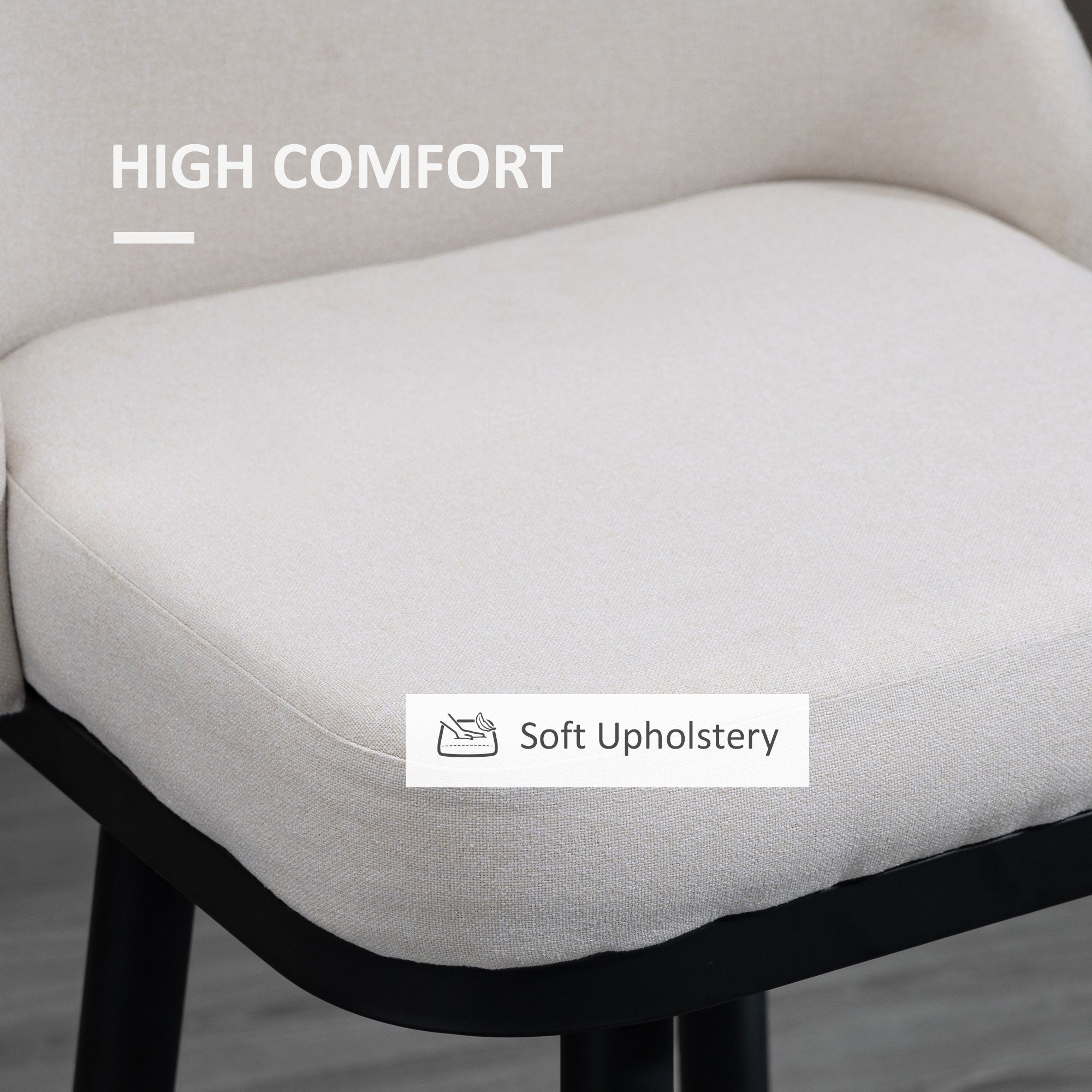 Set of 2 Swivel Bar Stools - Cream White Linen 29.5"H-DECOROLALA