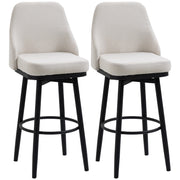 Set of 2 Swivel Bar Stools - Cream White Linen 29.5"H-DECOROLALA