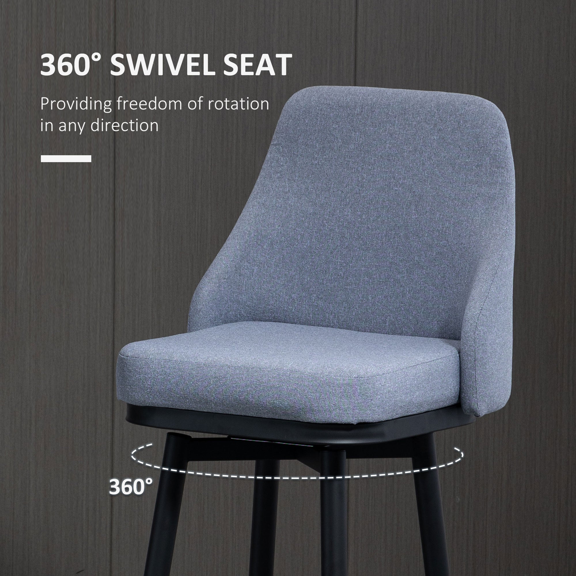 Set of 2 Swivel Bar Stools - Light Grey Linen 42"H-DECOROLALA