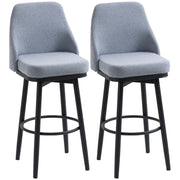 Set of 2 Swivel Bar Stools - Light Grey Linen 42"H-DECOROLALA