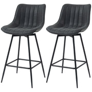 Set of 2 Swivel Barstools - Black PU Leather Counter Height-Home Furnishings > Kitchen & Dining Furniture > Bar Stools-DECOROLALA