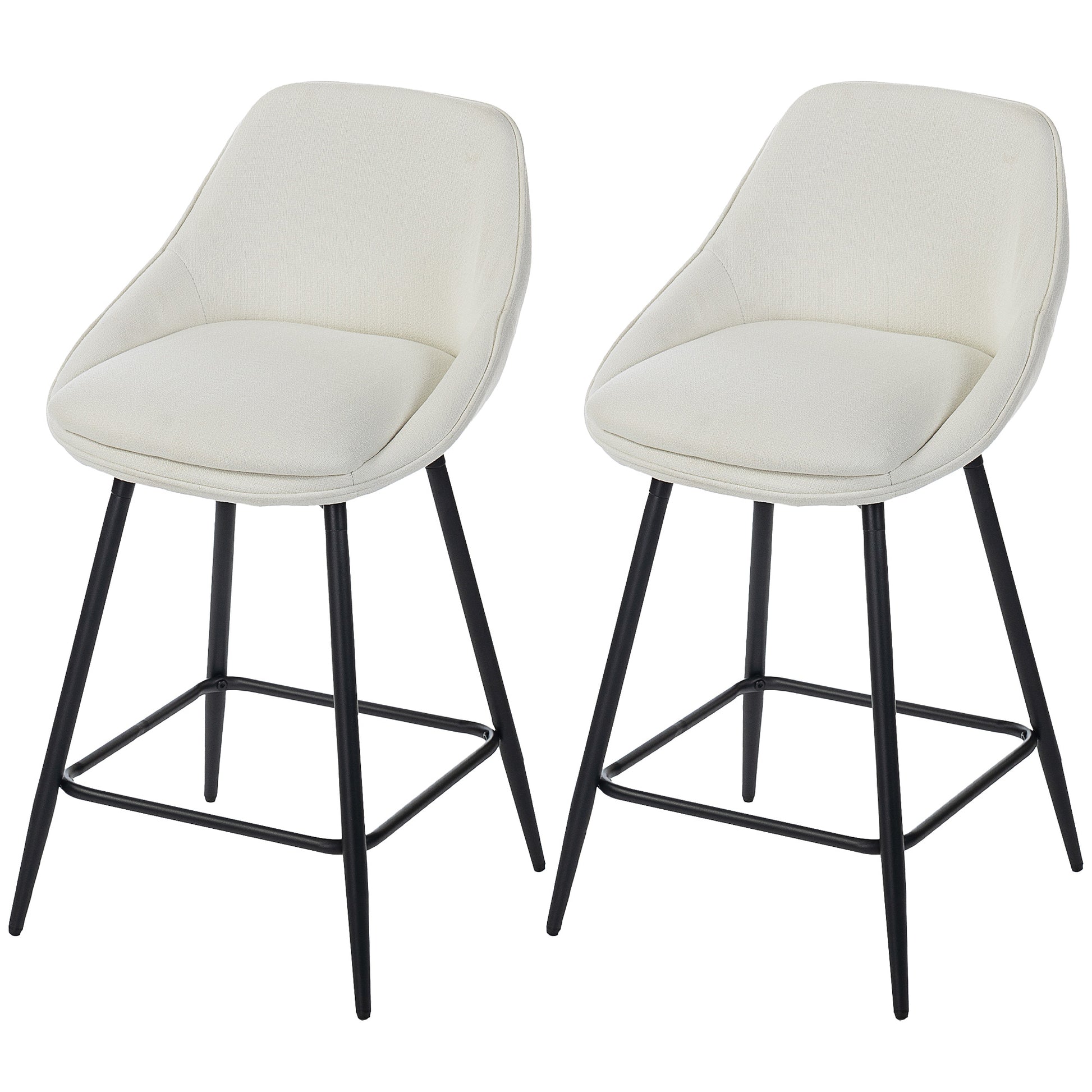 Set of 2 Swivel Counter Height Barstools - Cream White-DECOROLALA