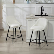 Set of 2 Swivel Counter Height Barstools - Cream White-DECOROLALA