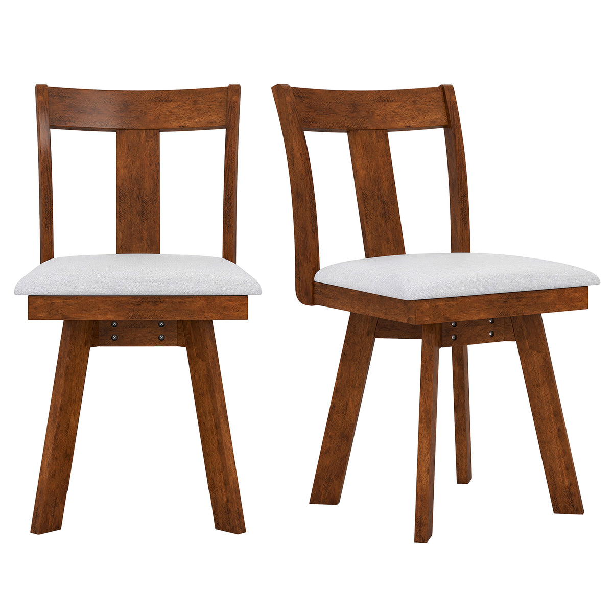 Set of 2 Swivel Dining Room Chairs with Rubber Wood Frame-Walnut-Dining Chairs-DECOROLALA