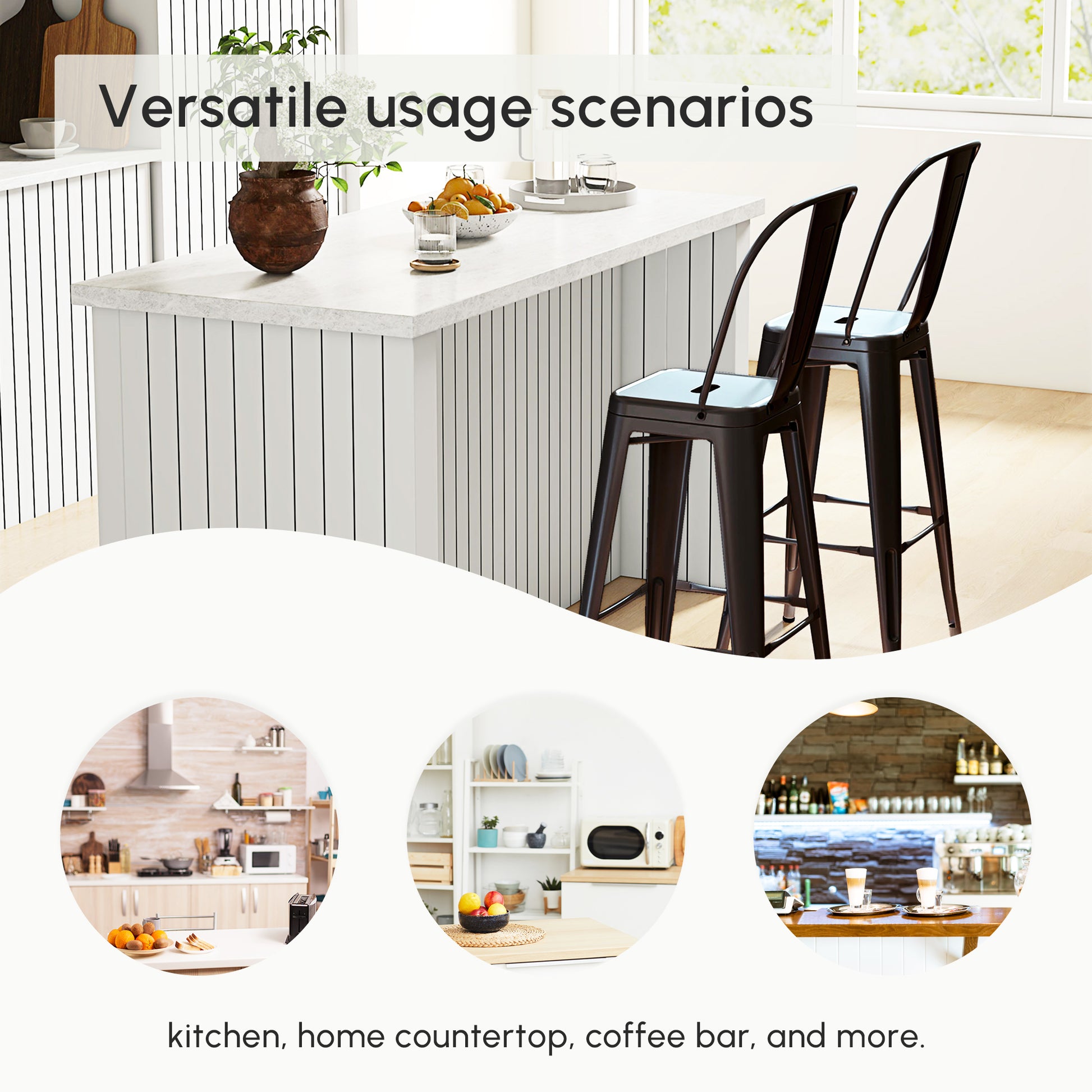Set of 2 Swivel PU Leather Barstools - White Adjustable-DECOROLALA