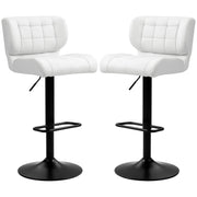 Set of 2 Swivel PU Leather Barstools - White Adjustable-DECOROLALA