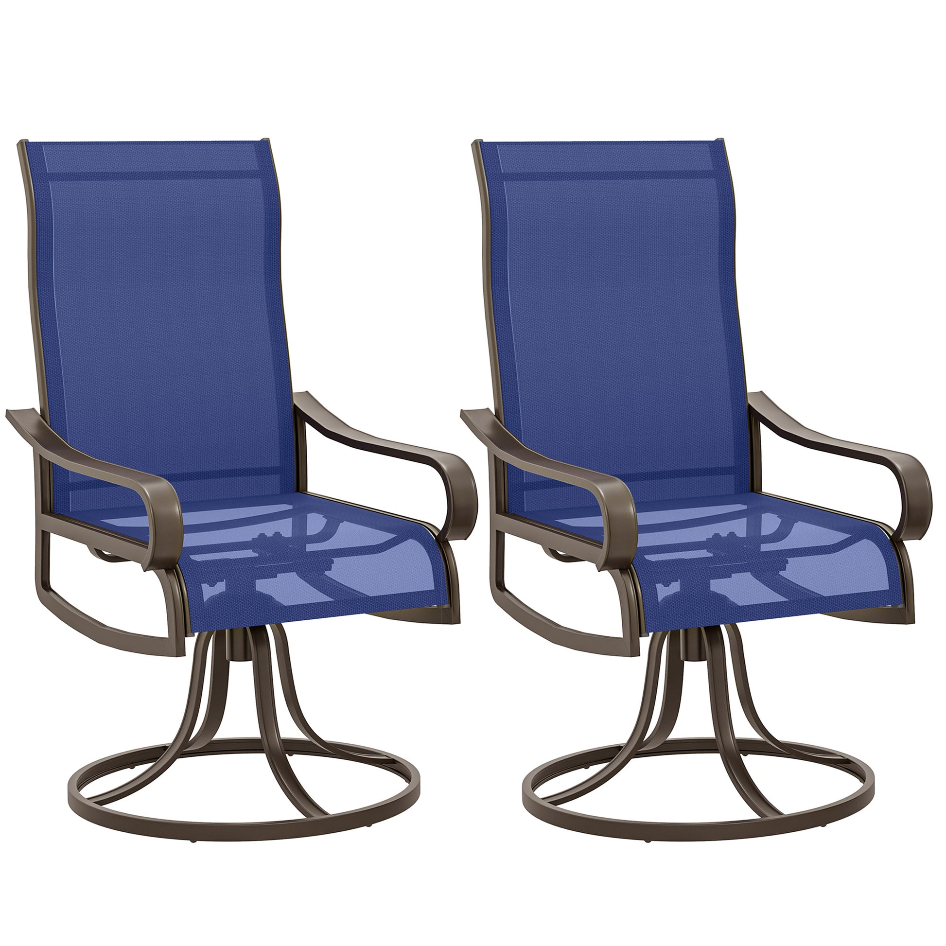 Set of 2 Swivel Rocking Patio Dining Chairs - Navy Blue-DECOROLALA