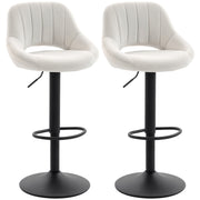 Set of 2 Swivel Velvet Bar Stools - Adjustable Cream-Home Furnishings > Kitchen & Dining Furniture > Bar Stools-DECOROLALA
