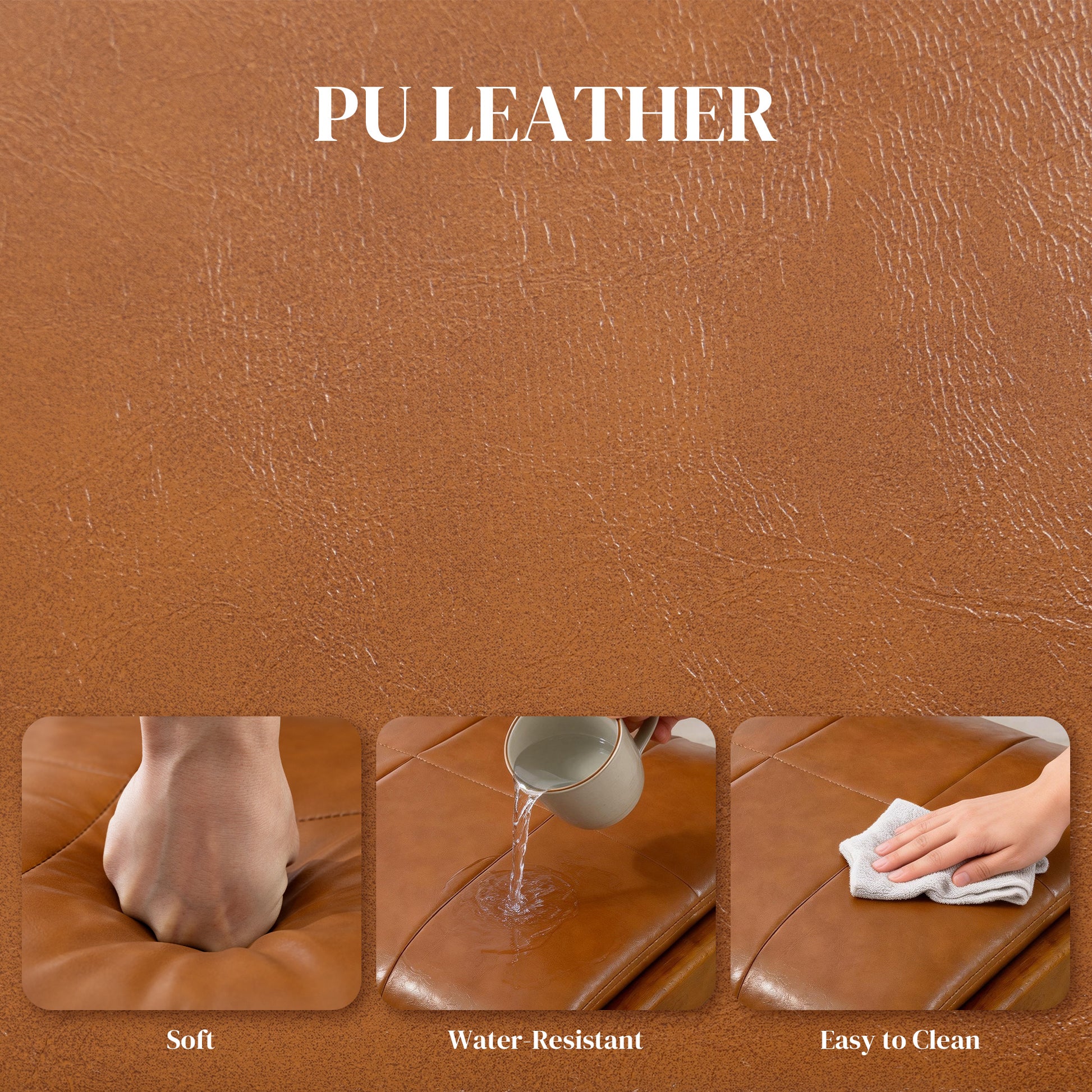 Set of 2 Tufted PU Leather Dining Chairs - Brown-DECOROLALA