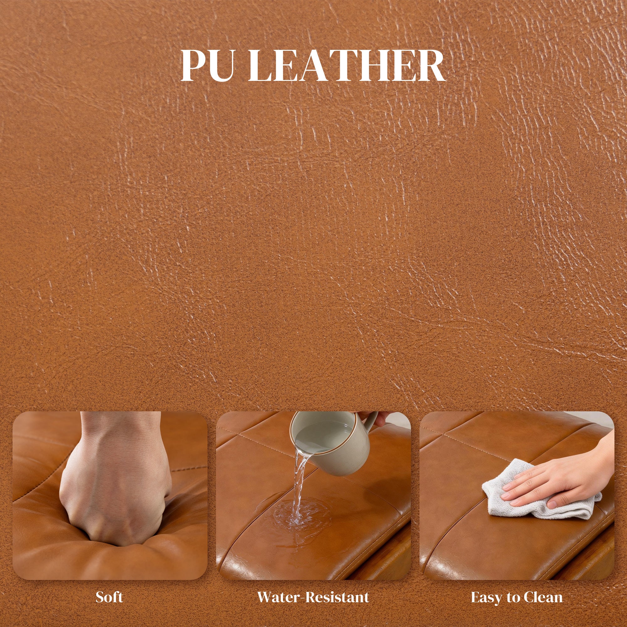 Set of 2 Tufted PU Leather Dining Chairs - Brown-DECOROLALA