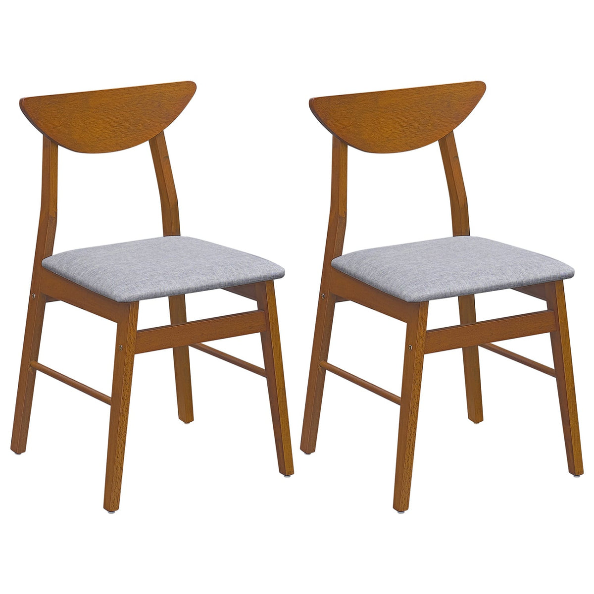 Set of 2 Upholstered Dining Chairs with Curved Backrest and Rubber Wood Frame-Walnut-Dining Chairs-DECOROLALA