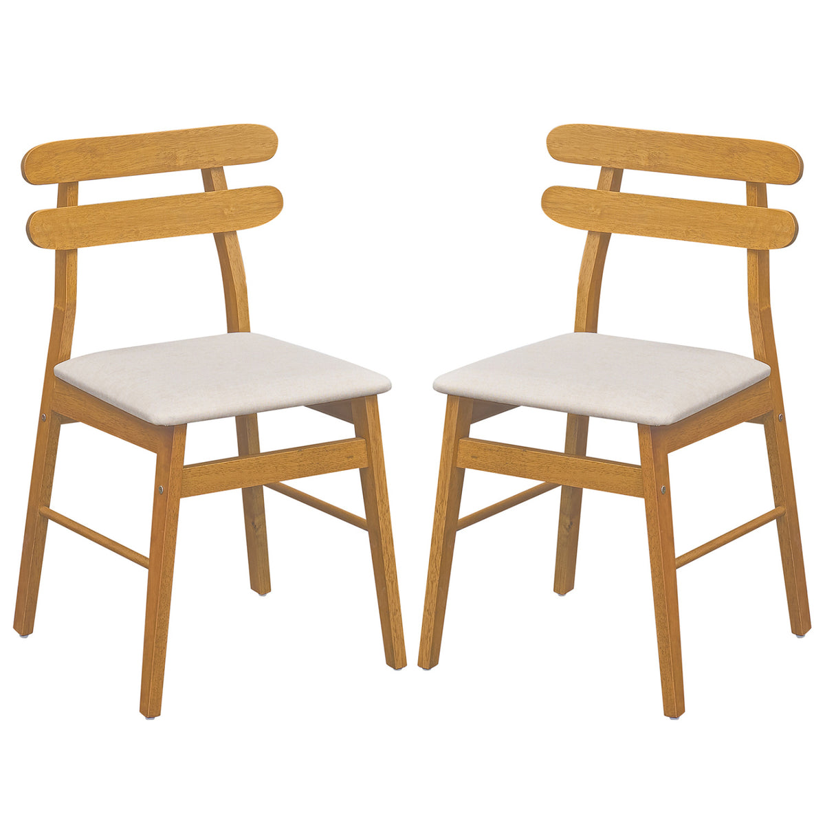 Set of 2 Upholstered Dining Chairs with Padded Seat and Solid Wood Legs-Natural-Dining Chairs-DECOROLALA