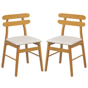 Set of 2 Upholstered Dining Chairs with Padded Seat and Solid Wood Legs-Natural-Dining Chairs-DECOROLALA