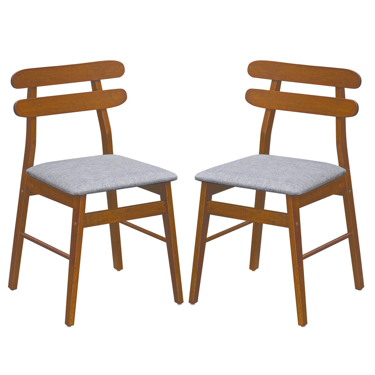 Set of 2 Upholstered Dining Chairs with Padded Seat and Solid Wood Legs-Walnut-Dining Chairs-DECOROLALA