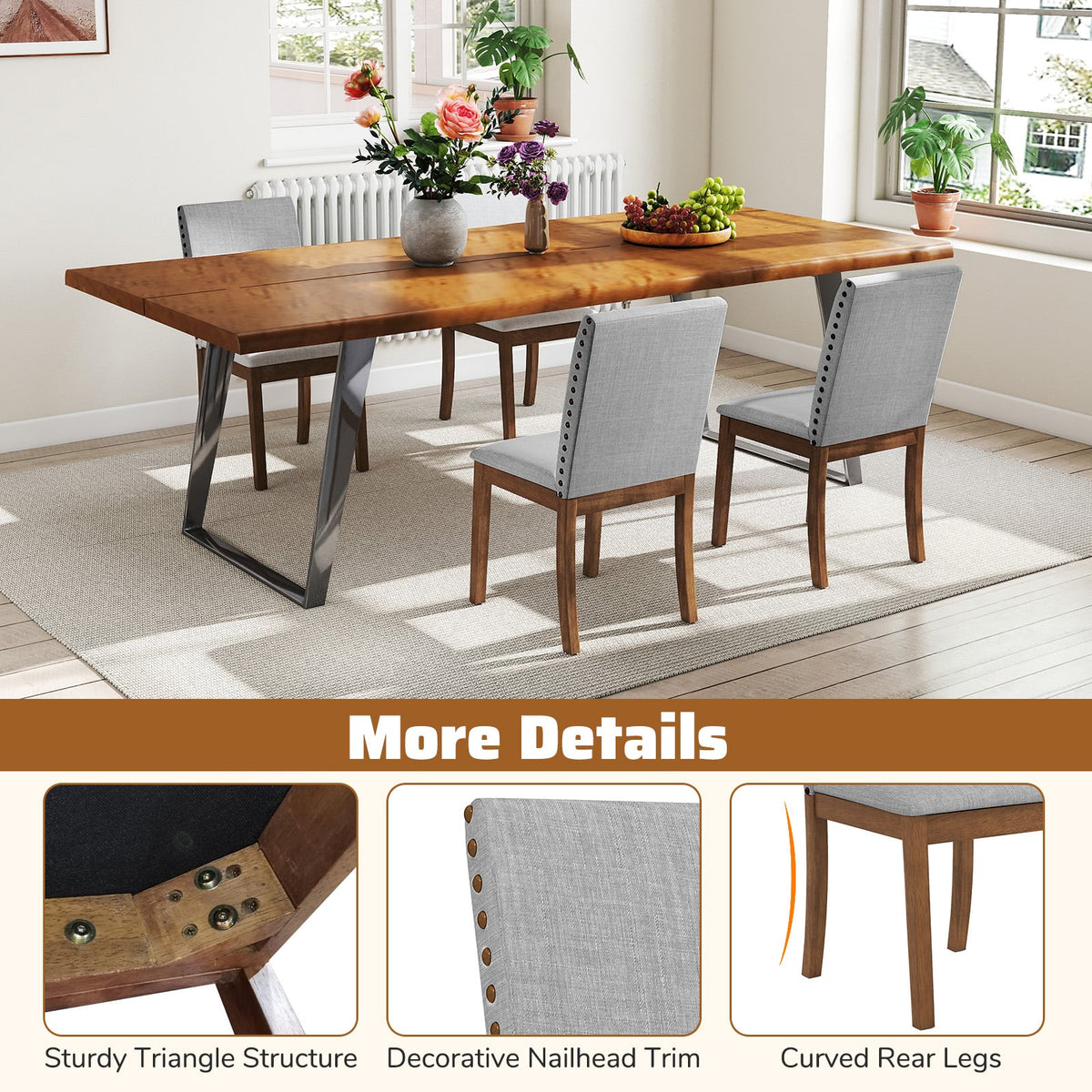 Set of 2 Upholstered Dining Chairs with Padded Seat for Living Room-Walnut-Dining Chairs-DECOROLALA
