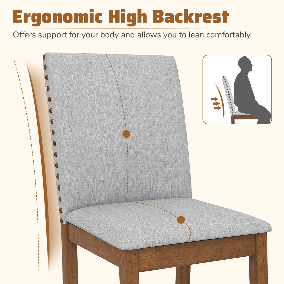 Set of 2 Upholstered Dining Chairs with Padded Seat for Living Room-Walnut-Dining Chairs-DECOROLALA