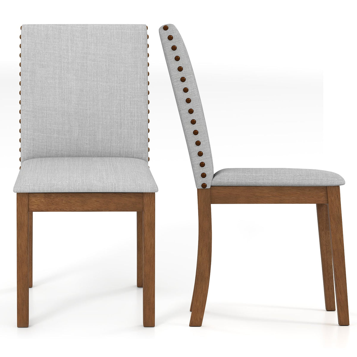 Set of 2 Upholstered Dining Chairs with Padded Seat for Living Room-Walnut-Dining Chairs-DECOROLALA