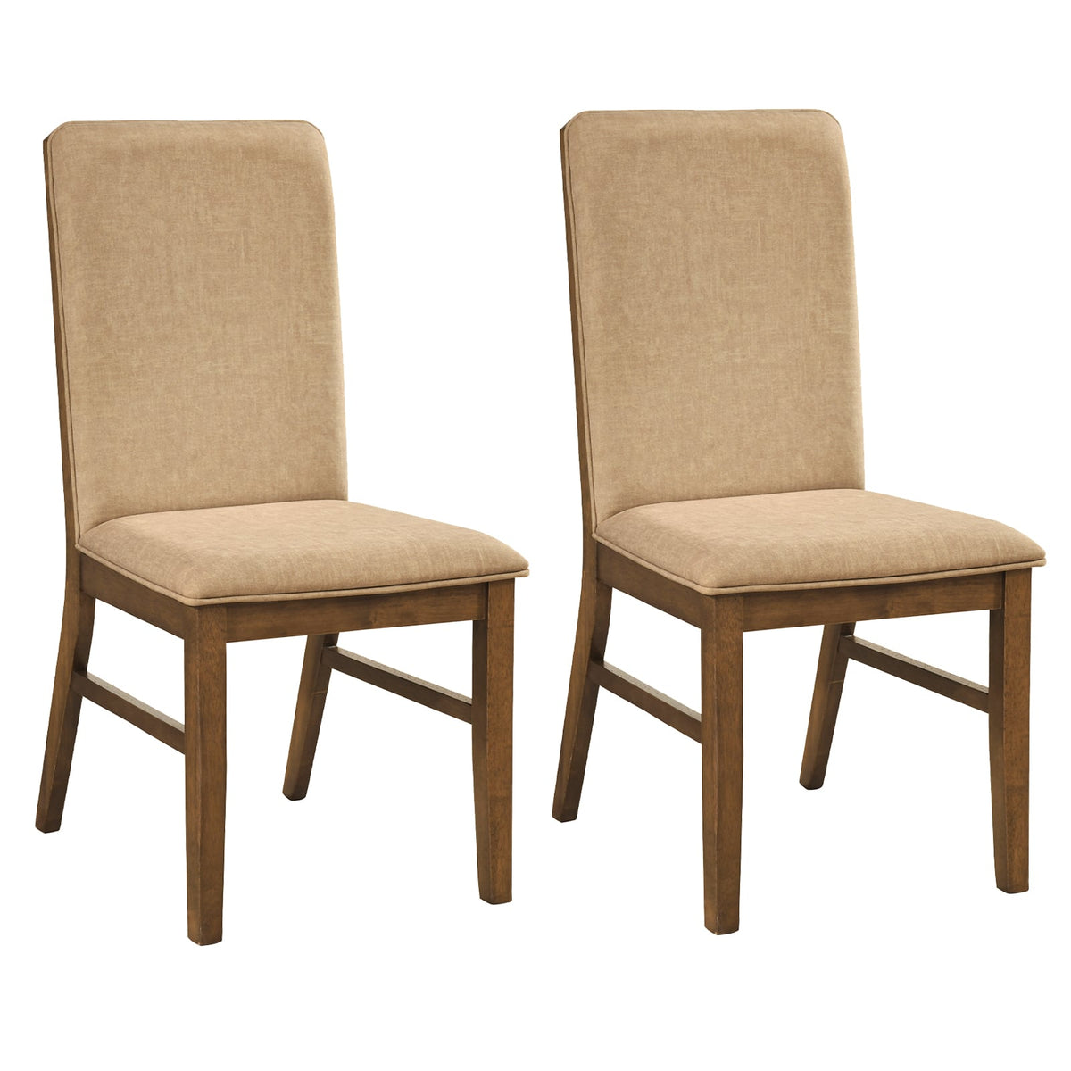 Set of 2 Upholstered Dining Chairs with Solid Rubber Wood Legs-Brown-Dining Chairs-DECOROLALA