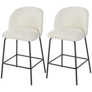 Set of 2 Upholstered Linen Counter Height Barstools - Cream White-Home Furnishings > Kitchen & Dining Furniture > Bar Stools-DECOROLALA
